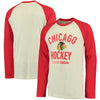 Chicago Blackhawks CCM Team Logo Tri-Blend Raglan Long Sleeve T-Shirt - Cream/Red