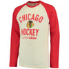 Chicago Blackhawks CCM Team Logo Tri-Blend Raglan Long Sleeve T-Shirt - Cream/Red