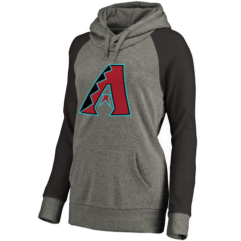 Arizona Diamondbacks Women's Primary Logo Raglan Sleeve Tri-Blend Pullover Hoodie - Ash