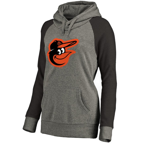 Baltimore Orioles Women's Primary Logo Raglan Sleeve Tri-Blend Pullover Hoodie - Ash