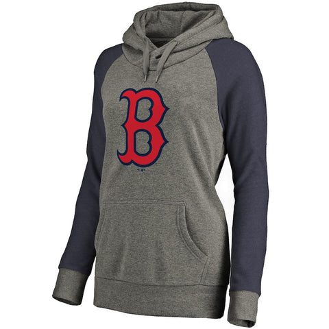 Boston Red Sox Women's Primary Logo Raglan Sleeve Tri-Blend Pullover Hoodie - Ash