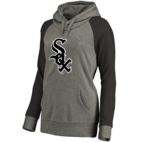 Chicago White Sox Women's Primary Logo Raglan Sleeve Tri-Blend Pullover Hoodie - Ash