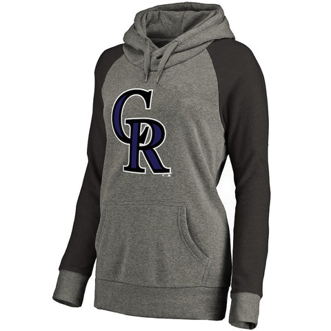 Colorado Rockies Women's Primary Logo Raglan Sleeve Tri-Blend Pullover Hoodie - Ash