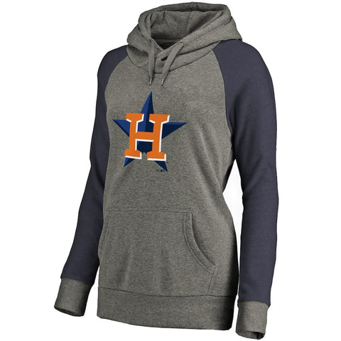 Houston Astros Women's Primary Logo Raglan Sleeve Tri-Blend Pullover Hoodie - Ash
