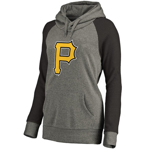 Pittsburgh Pirates Women's Primary Logo Raglan Sleeve Tri-Blend Pullover Hoodie - Ash