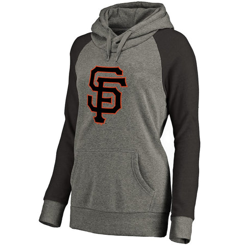 San Francisco Giants Women's Primary Logo Raglan Sleeve Tri-Blend Pullover Hoodie - Ash