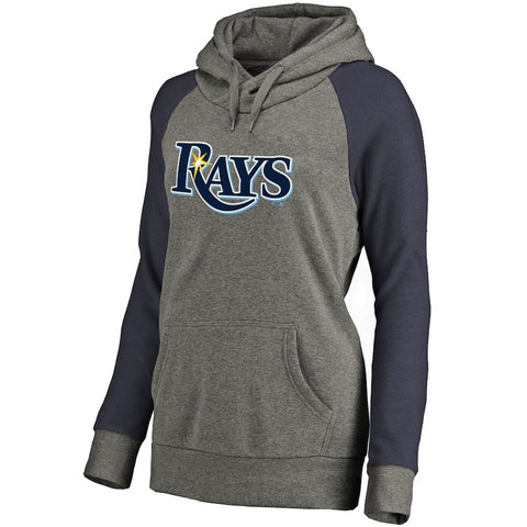 Tampa Bay Rays Women's Primary Logo Raglan Sleeve Tri-Blend Pullover Hoodie - Ash