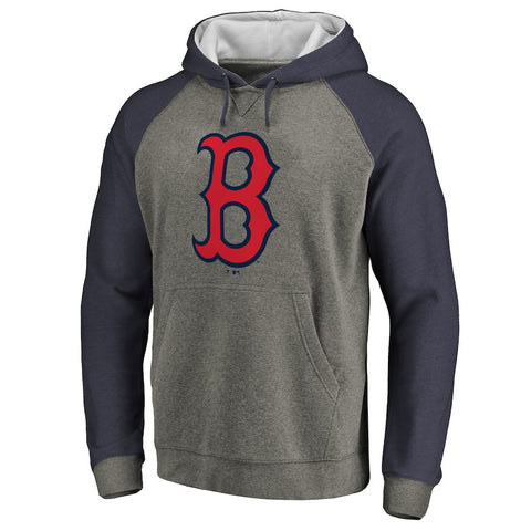 Boston Red Sox Primary Logo Raglan Sleeve Tri-Blend Pullover Hoodie - Ash