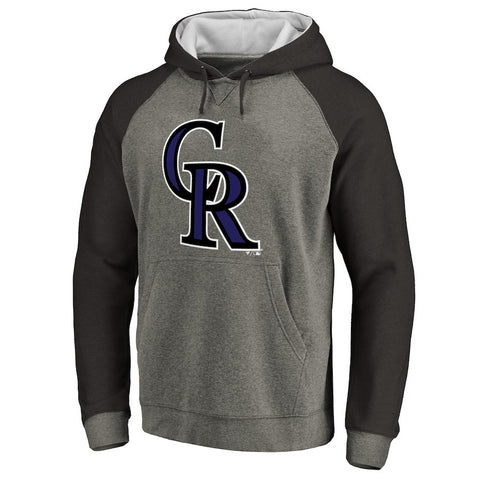 Colorado Rockies Primary Logo Raglan Sleeve Tri-Blend Pullover Hoodie - Ash