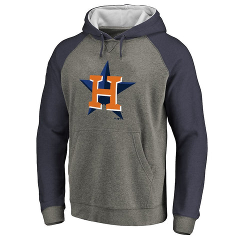 Houston Astros Primary Logo Raglan Sleeve Tri-Blend Pullover Hoodie - Ash