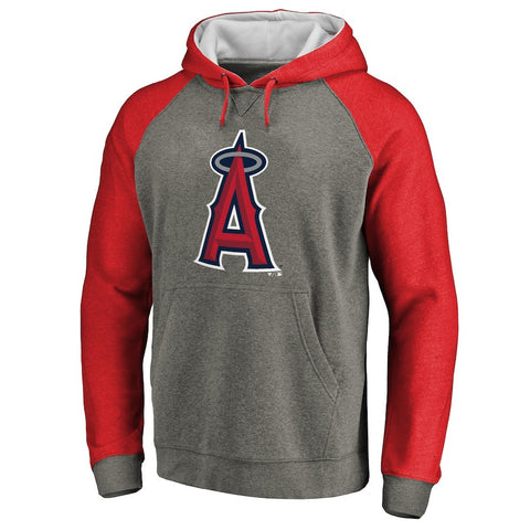 Los Angeles Angels Primary Logo Raglan Sleeve Tri-Blend Pullover Hoodie - Ash