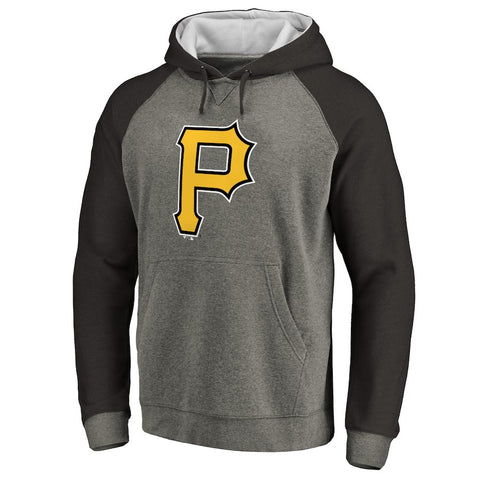 Pittsburgh Pirates Primary Logo Raglan Sleeve Tri-Blend Pullover Hoodie - Ash