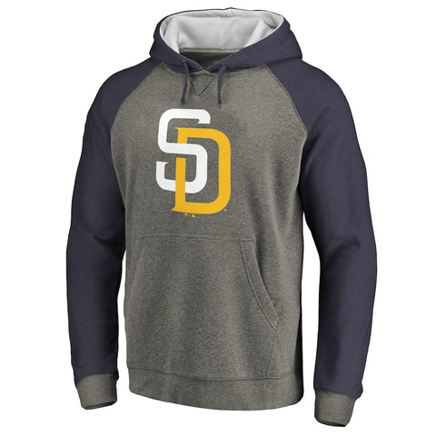 San Diego Padres Primary Logo Raglan Sleeve Tri-Blend Pullover Hoodie - Ash