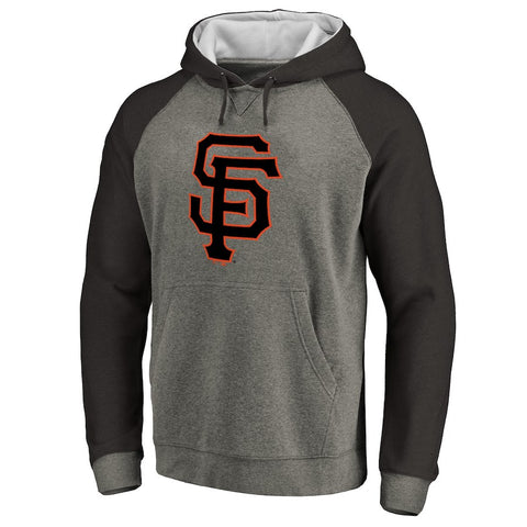 San Francisco Giants Primary Logo Raglan Sleeve Tri-Blend Pullover Hoodie - Ash