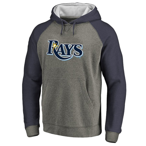 Tampa Bay Rays Primary Logo Raglan Sleeve Tri-Blend Pullover Hoodie - Ash