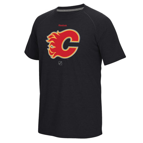 Calgary Flames Reebok Center Ice TNT Logo Reflect Supremium Speedwick T-Shirt - Black