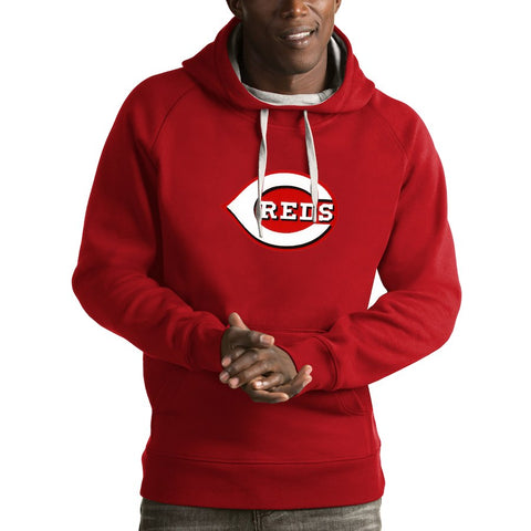 Cincinnati Reds Antigua Victory Pullover Hoodie - Heathered Gray