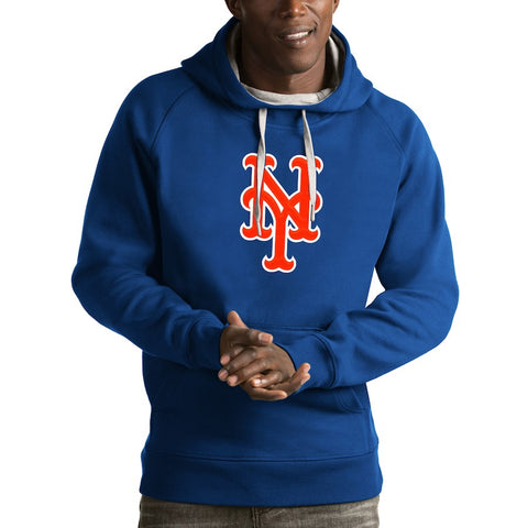 New York Mets Antigua Victory Pullover Hoodie - Heathered Gray