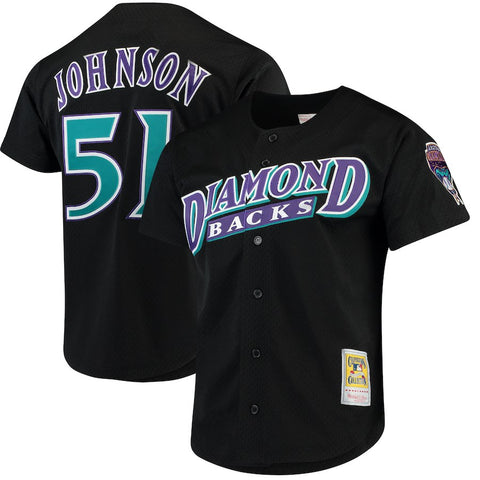 Randy Johnson Arizona Diamondbacks Mitchell & Ness Fashion Cooperstown Collection Mesh Batting Practice Jersey - Black