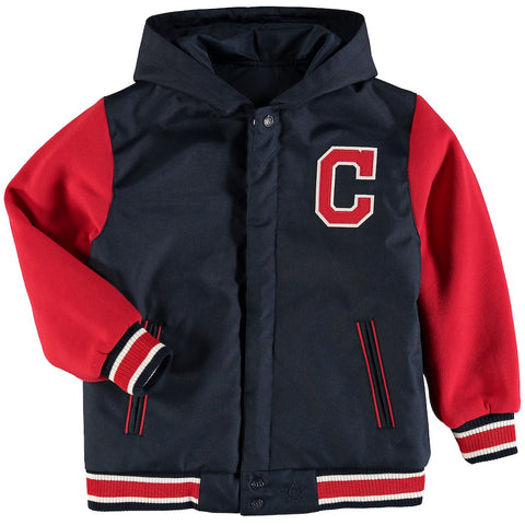 Cleveland Indians JH Design Youth Reversible Hooded Jacket - Navy/Red