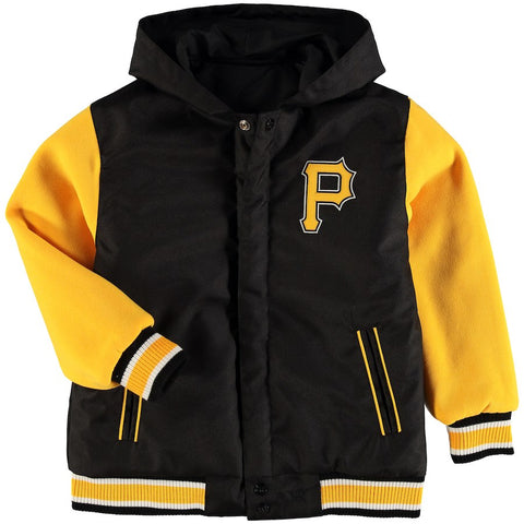 Pittsburgh Pirates JH Design Youth Reversible Hooded Jacket - Black/Yellow