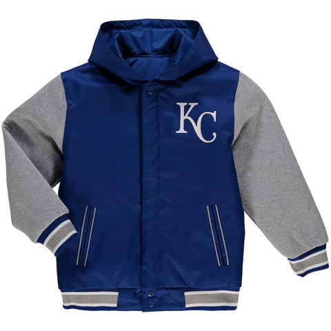 Kansas City Royals JH Design Youth Reversible Hooded Jacket - Royal/Gray