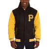 Pittsburgh Pirates JH Design Polytwill Reversible Hooded Jacket - Black/Gold