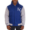 Kansas City Royals JH Design Polytwill Reversible Hooded Jacket - Royal/Gray