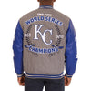 Kansas City Royals JH Design MLB Reversible Commemorative Melton Jacket - Heathered Gray/Royal