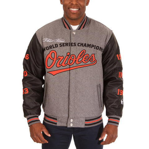 Baltimore Orioles JH Design MLB Reversible Commemorative Melton Jacket - Heathered Gray