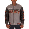 San Francisco Giants JH Design MLB Reversible Commemorative Melton Jacket - Heathered Gray