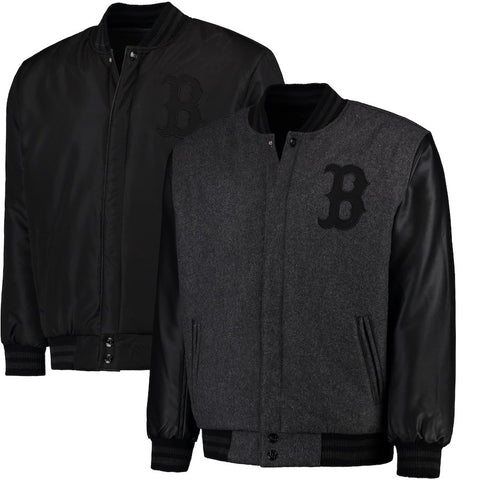Boston Red Sox JH Designs MLB Reversible Wool Jacket - Heathered Charcoal
