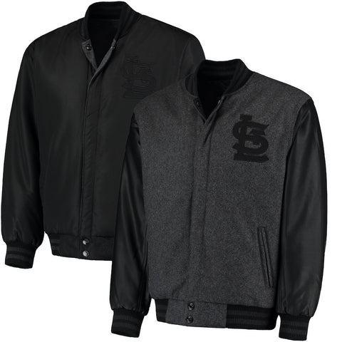 St. Louis Cardinals JH Designs MLB Reversible Wool Jacket - Heathered Charcoal