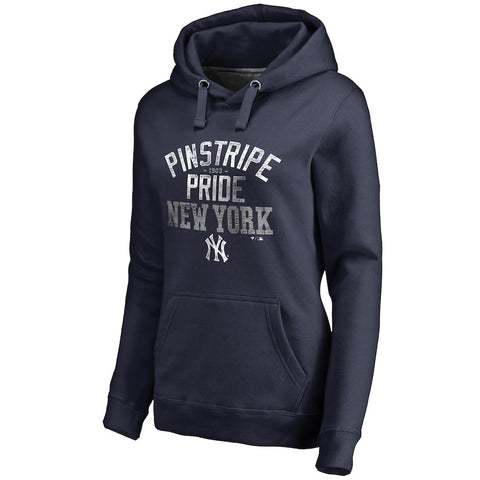 New York Yankees Women's Hometown Collection Pinstripe Pride Pullover Hoodie - Navy