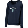 Seattle Mariners Soft as a Grape Women's Drapey V-Neck Sweatshirt - Navy