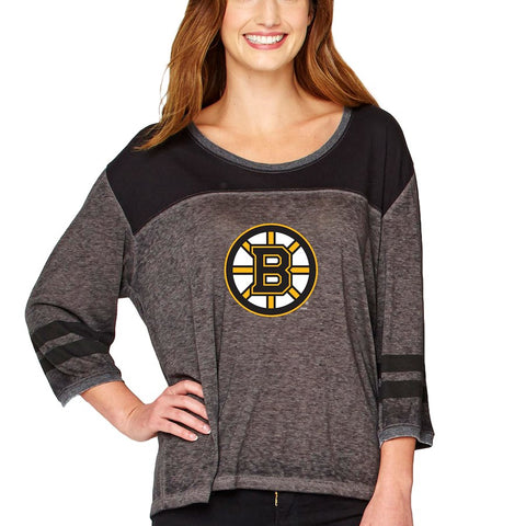 Boston Bruins Soft As A Grape Women's Vintage Jersey 3/4-Sleeve T-Shirt - Black/Charcoal