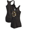 Boston Bruins Women's Distressed Primary Logo Tri-Blend Tank Top - Black