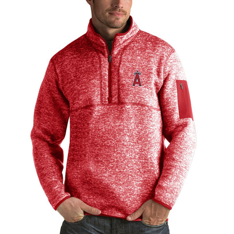 Los Angeles Angels Antigua Fortune Half-Zip Sweater - Heathered Red