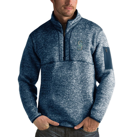 Seattle Mariners Antigua Fortune Half-Zip Sweater - Heathered Navy