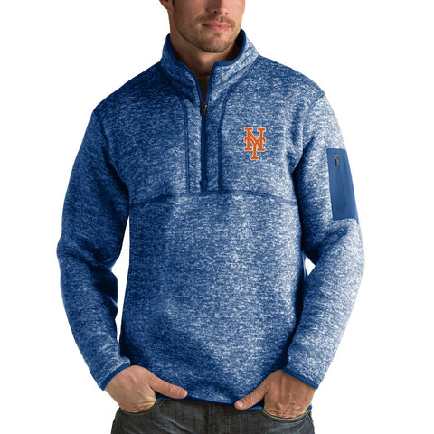 New York Mets Antigua Fortune Half-Zip Sweater - Heathered Royal