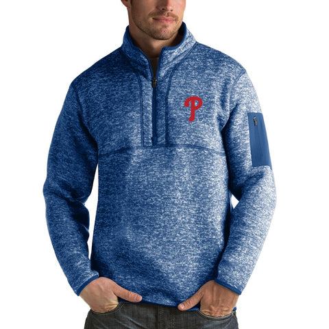 Philadelphia Phillies Antigua Fortune Half-Zip Sweater - Heathered Royal