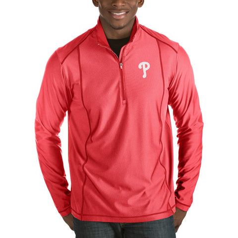 Philadelphia Phillies Antigua Tempo Half-Zip Pullover Jacket - Heathered Charcoal
