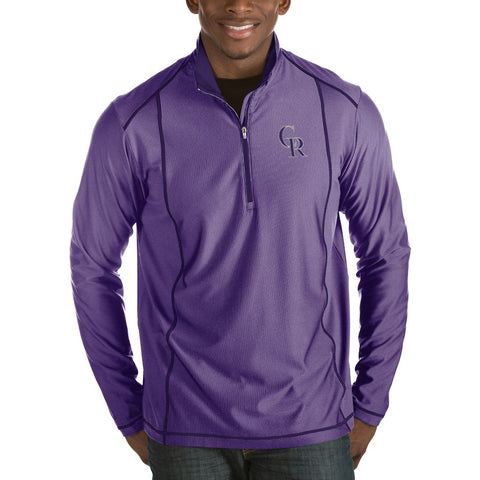 Colorado Rockies Antigua Tempo Half-Zip Pullover Jacket - Heathered Purple