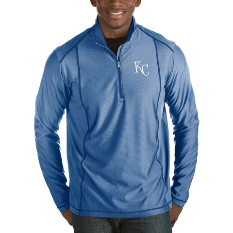 Kansas City Royals Antigua Tempo Half-Zip Pullover Jacket - Heathered Charcoal