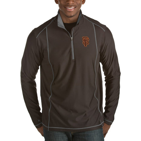 San Francisco Giants Antigua Tempo Half-Zip Pullover Jacket - Heathered Charcoal
