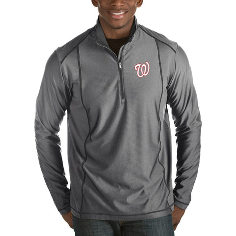 Washington Nationals Antigua Tempo Half-Zip Pullover Jacket - Heathered Red