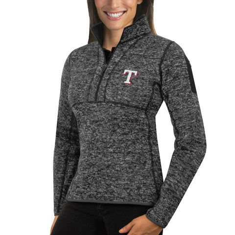 Texas Rangers Antigua Women's Fortune Half-Zip Pullover Sweater - Heathered Charcoal