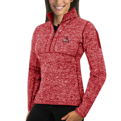 St. Louis Cardinals Antigua Women's Fortune Half-Zip Pullover Sweater - Heathered Charcoal