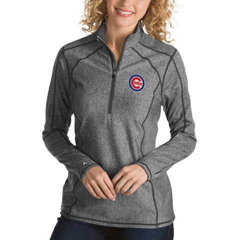 Chicago Cubs Antigua Women's Tempo Desert Dry 1/4-Zip Pullover Jacket - Heathered Royal