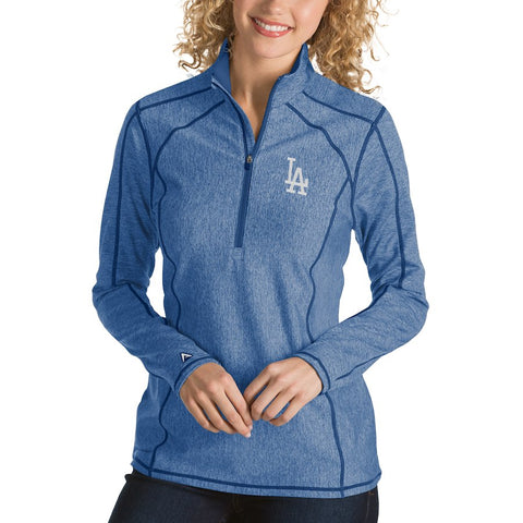 Los Angeles Dodgers Antigua Women's Tempo Desert Dry 1/4-Zip Pullover Jacket - Heathered Royal